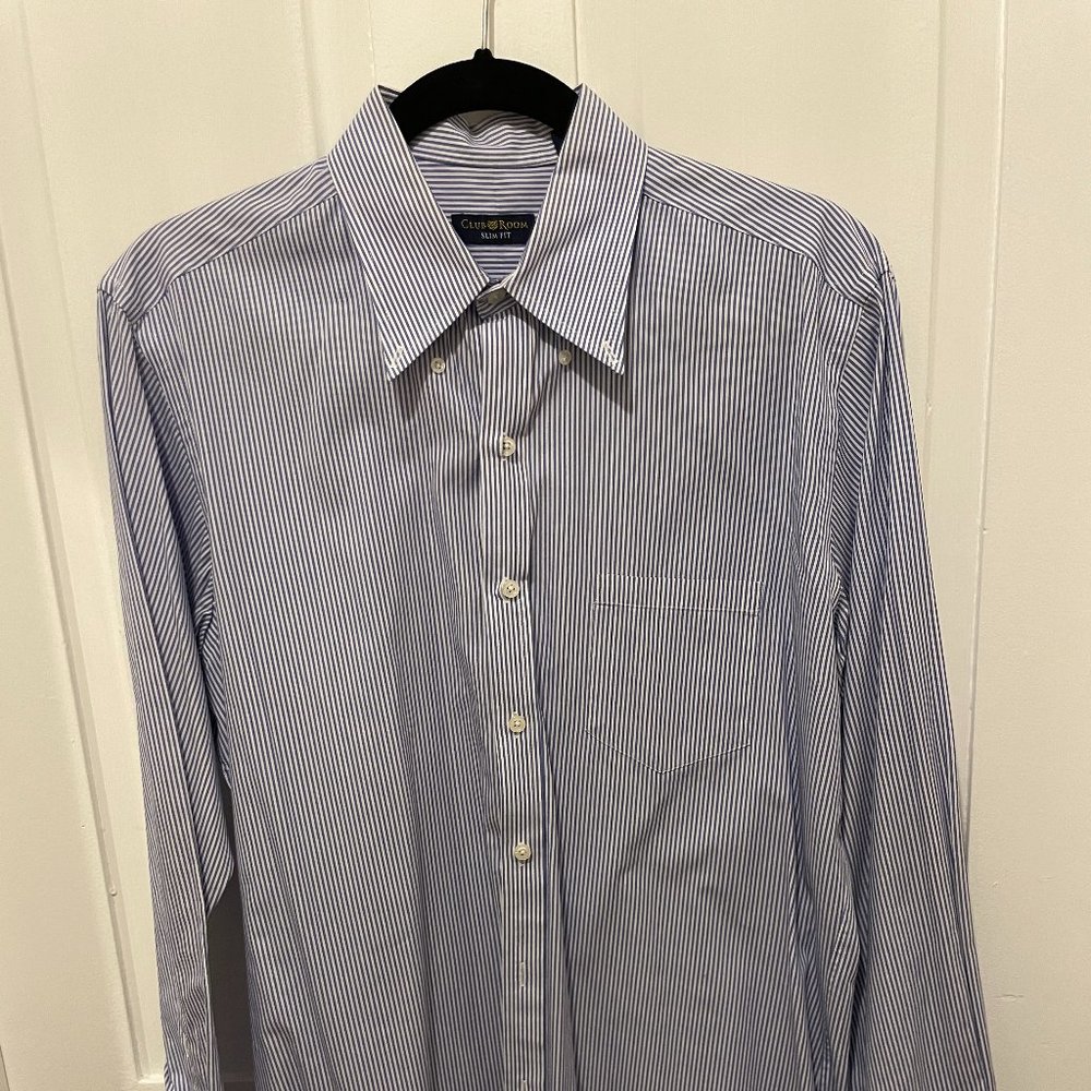 Club Room Mens Striped Slim Fit Dress Shirt